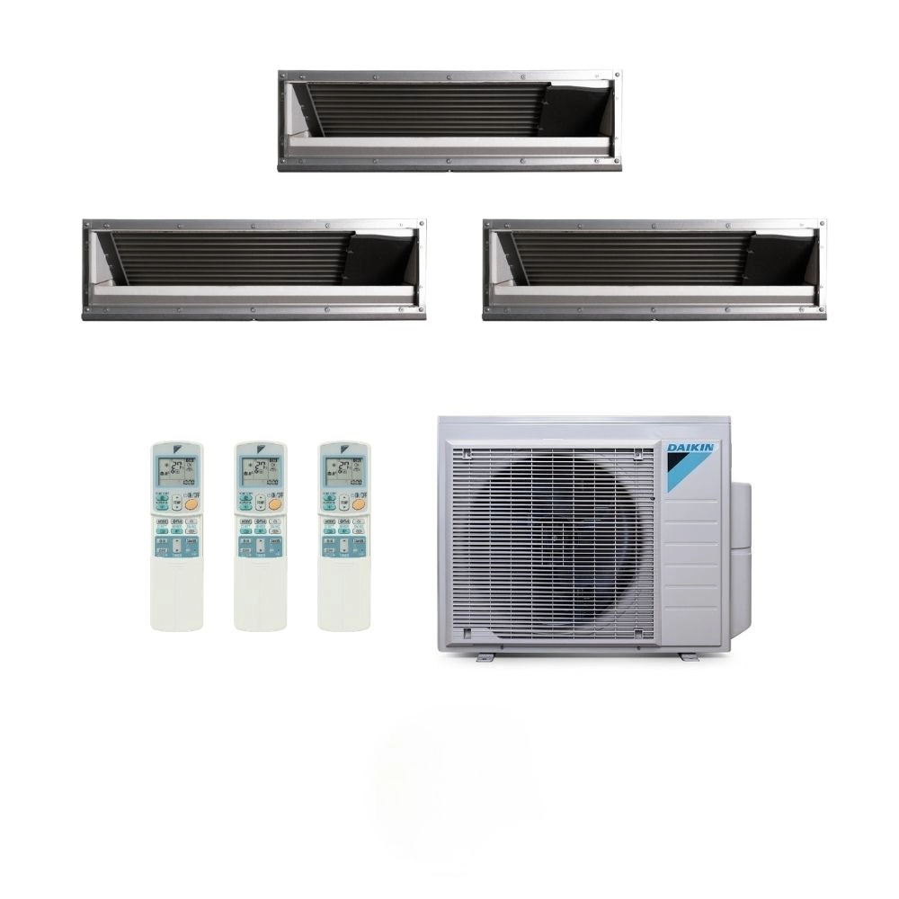 Ar Condicionado Multi Split 3 Ambientes 28000 Btus Inverter Advance Daikin com 1 Duto 9000 1 de 12000 e 1 de 18000 Quente Frio 220V
