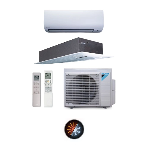 Ar Condicionado Multi Split 2 Ambientes 28000 Btus Inverter Advance Daikin com 1 Hi Wall 12000 e 1 Cassete Uma Via 18000 Quente Frio 220V