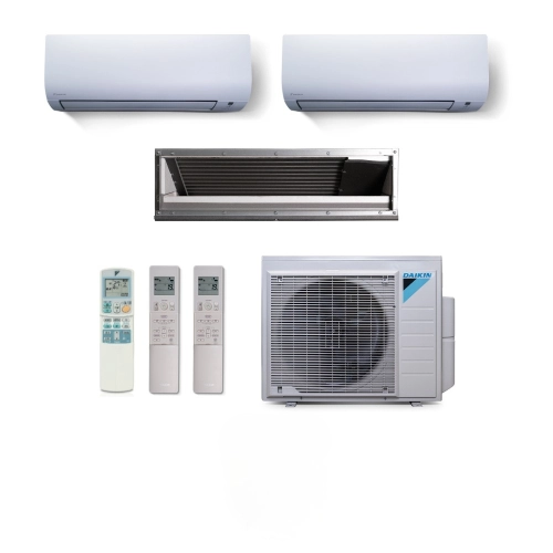 Ar Condicionado Multi Split 3 Ambientes 24000 Btus Inverter Advance Daikin com 1 Hi Wall 9000 e 1 de 18000 e 1 Duto 20000 Quente Frio 220V