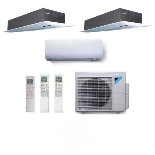 Ar Condicionado Multi Split 3 Ambientes 24000 Btus Inverter Advance Daikin com 1 Hi Wall 9000 e 2 Cassetes Uma Via 12000 e 18000 Quente Frio 220V