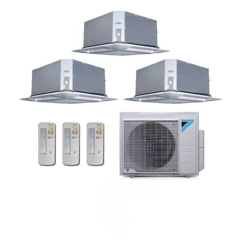 Ar Condicionado Multi Split 3 Ambientes 24000 Btus Inverter Advance Daikin com 2 Cassetes Quatro Vias 9000 e 1 de 18000 Quente Frio 220V