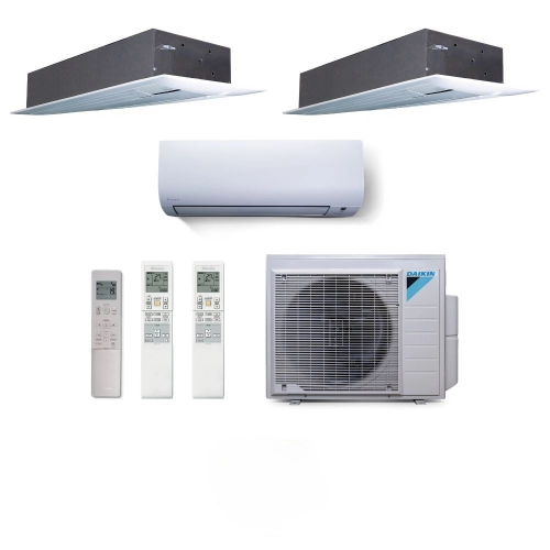 Ar Condicionado Multi Split 3 Ambientes 28000 Btus Inverter Advance Daikin com 1 Hi Wall 12000 e 2 Cassetes Uma Via 18000 Quente Frio 220V