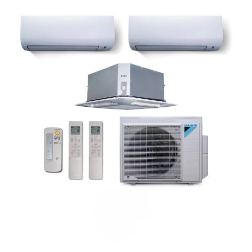Ar Condicionado Multi Split 3 Ambientes 28000 Btus Inverter Advance Daikin com 2 Hi Wall 9000 e 1 Cassete Quatro Vias 20000 Quente Frio 220V