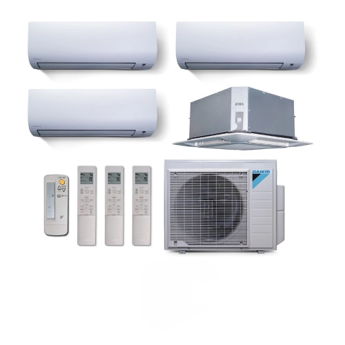 Ar Condicionado Multi Split 4 Ambientes 28000 Btus Inverter Advance Daikin com 3 Hi Wall 9000 e 1 Cassete Quatro Vias 18000 Quente Frio 220V