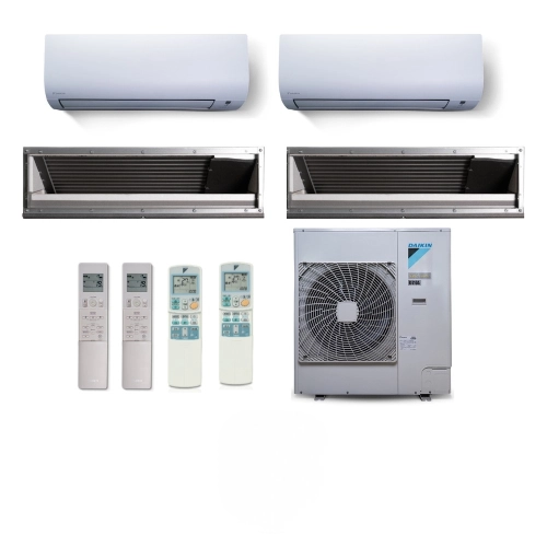 Ar Condicionado Multi Split 4 Ambientes 38000 Btus Inverter Advance Daikin com 2 Hi Wall 9000 e 2 Dutos 18000 Quente Frio 220V