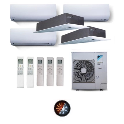 Ar Condicionado Multi Split 5 Ambientes 38000 Btus Inverter Advance Daikin com 3 Hi Wall 9000 e 1 Cassete Uma Via de 12000 e 1 Cassete Uma Via de 18000 Quente Frio 220V