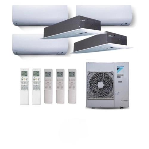 Ar Condicionado Multi Split 5 Ambientes 38000 Btus Inverter Advance Daikin com 3 Hi Wall 9000 e 2 Cassetes Uma Via de 12000 Quente Frio 220V