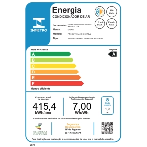 Ar Condicionado 12000 Btus Split Hi Wall Daikin Full Inverter Icolor Marrom Quente e Frio 220V
