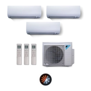 Ar Condicionado Multi Split 3 Ambientes 24000 Btus Inverter Advance Daikin com 1 Hi Wall 12000 e 2 de 18000 Quente Frio 220V