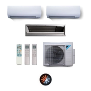 Ar Condicionado Multi Split 3 Ambientes 24000 Btus Inverter Advance Daikin com 1 Hi Wall 9000 e 1 de 18000 e 1 Duto 20000 Quente Frio 220V