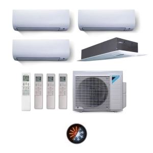 Ar Condicionado Multi Split 4 Ambientes 34000 Btus Inverter Advance Daikin com 2 Hi Wall 9000 e 1 de 12000 e 1 Cassete Uma Via 18000 Quente Frio 220V