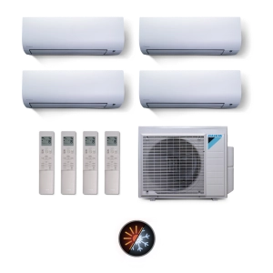 Ar Condicionado Multi Split 4 Ambientes 34000 Btus Inverter Advance Daikin com 3 Hi Wall 12000 e 1 de 18000 Quente Frio 220V