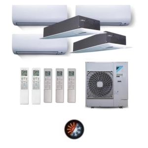 Ar Condicionado Multi Split 5 Ambientes 38000 Btus Inverter Advance Daikin com 3 Hi Wall 9000 e 2 Cassetes Uma Via de 12000 Quente Frio 220V